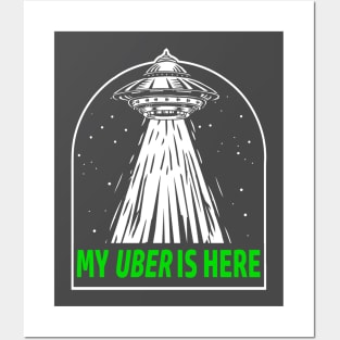 Funny UFO Abduction Aliens Flying Saucer Posters and Art